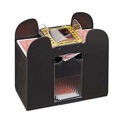 Relaxdays 10037943 Kartenmischmaschine, elektrisch, 6 Decks, automatisches Kartenmischgerät für Spielkarten, Kunststoff, schwarz von Relaxdays