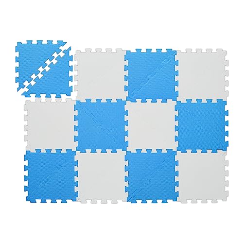 Relaxdays Puzzlematte, 12-teilige Spielmatte, schadstofffrei, Eva Schaumstoff, Kinderzimmer, 114 x 86 cm, blau/weiß von Relaxdays