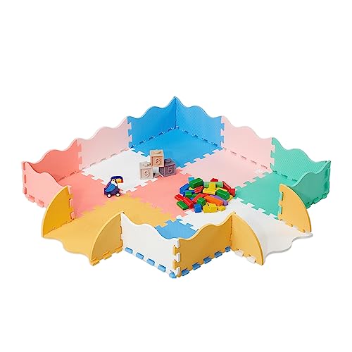 Relaxdays Puzzlematte, 25-TLG. Spielmatte mit Rand, schadstofffrei, abwaschbar, Schaumstoff, Baby Krabbelmatte, bunt von Relaxdays