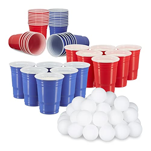 Relaxdays 148 TLG. Beer Pong Set, 50 rote Trinkbecher, 50 Blaue Becher, 48 Beer Pong Bälle, Plastik, Trinkspiel, rot/blau/weiß Relaxdays 148 TLG. Beer Pong Set, 50 rote Trinkbecher, 50 Blaue Becher, 48 Beer Pong Bälle, Plastik, Trinkspiel, rot/blau/weiß von Relaxdays