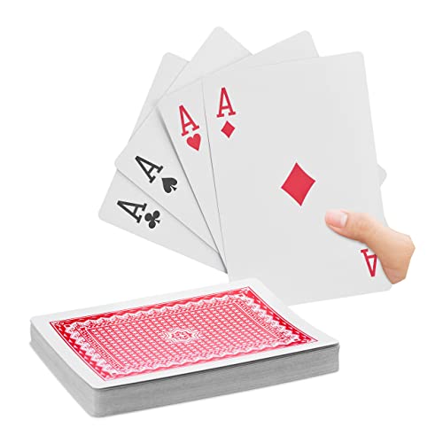 Relaxdays 2 x Jumbo Pokerkarten, 108 Karten, wasserfeste XXL-Kunststoffspielkarten, Spaßgeschenk oder Deko,18 x 13 cm, bunt von Relaxdays