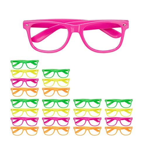 Relaxdays 24 x Partybrille, lustige Brillen für Fasching & Karneval, Neon Brillen, One Size, HxBxT: 4,5 x 14,5 x 15 cm, bunt von Relaxdays