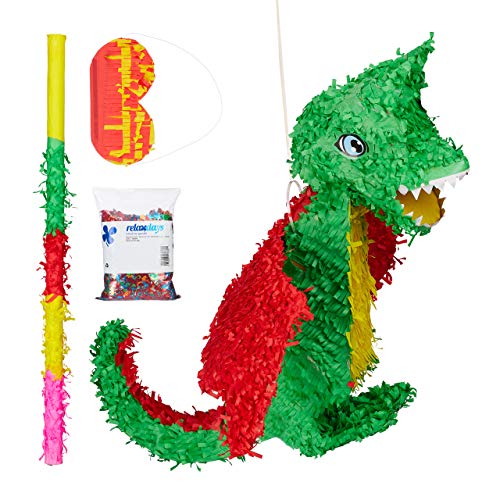 Relaxdays 4 TLG. Pinata Set Drache, XXL Konfetti Sack, Pinatastab mit Augenmaske, Geburtstagspinata, Pinatastock & Augenbinde, bunt Relaxdays 4 TLG. Pinata Set Drache, XXL Konfetti Sack, Pinatastab mit Augenmaske, Geburtstagspinata, Pinatastock & Augenbinde, bunt von Relaxdays
