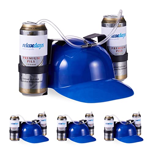 Relaxdays 4 x Party Trinkhelm, Helm mit Schlauch, für 2 Dosen Bier, Spaßartikel Fasching u. Fußball, lustiger Bierhelm, blau Relaxdays 4 x Party Trinkhelm, Helm mit Schlauch, für 2 Dosen Bier, Spaßartikel Fasching u. Fußball, lustiger Bierhelm, blau von Relaxdays