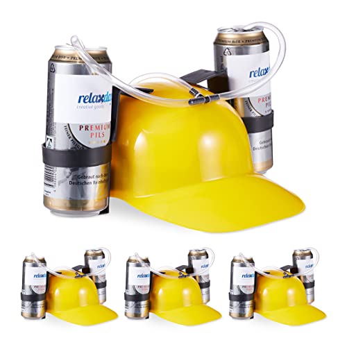 Relaxdays 4 x Party Trinkhelm, Helm mit Schlauch, für 2 Dosen Bier, Spaßartikel Fasching u. Fußball, lustiger Bierhelm, gelb Relaxdays 4 x Party Trinkhelm, Helm mit Schlauch, für 2 Dosen Bier, Spaßartikel Fasching u. Fußball, lustiger Bierhelm, gelb von Relaxdays