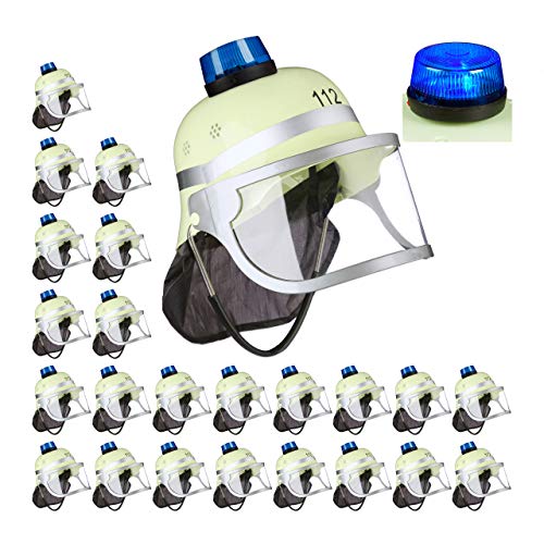 Relaxdays 6 x Feuerwehrhelm Kinder 112, mit Blaulicht, Visier, Nackentuch & Kinnriemen, verstellbar, Feuerwehrmann Helm, gelb Relaxdays 6 x Feuerwehrhelm Kinder 112, mit Blaulicht, Visier, Nackentuch & Kinnriemen, verstellbar, Feuerwehrmann Helm, gelb von Relaxdays