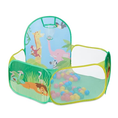 Relaxdays Bällebad, mit 50 Bällen und Basketballkorb, Pop Up Ballpool eckig, Bällchenbad für Kinder, 81x129x108 cm, bunt Relaxdays Bällebad, mit 50 Bällen und Basketballkorb, Pop Up Ballpool eckig, Bällchenbad für Kinder, 81x129x108 cm, bunt von Relaxdays