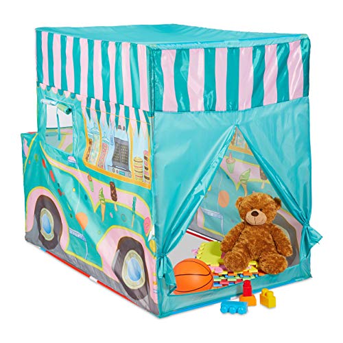 Relaxdays Ice Cream Truck, Spielzelt mit Automotiv, drinnen und draußen, HxBxT: 100x70x120 cm, Kinderspielzelt, bunt von Relaxdays