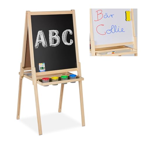 Relaxdays Kindertafel 2 in 1, Kreide- & Magnettafel, höhenverstellbare Standtafel mit Zubehör, Holztafel Kinder, natur Relaxdays Kindertafel 2 in 1, Kreide- & Magnettafel, höhenverstellbare Standtafel mit Zubehör, Holztafel Kinder, natur von Relaxdays
