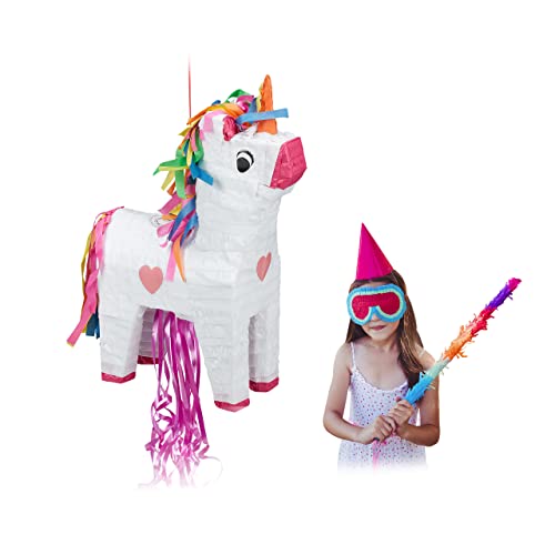 Relaxdays Pinata Einhorn, zum Aufhängen, Kinder, Mädchen, Geburtstag, zum Befüllen, Papier, HxBxT 51 x 14 x 35 cm, bunt, Weiß, Pink, Orange Relaxdays Pinata Einhorn, zum Aufhängen, Kinder, Mädchen, Geburtstag, zum Befüllen, Papier, HxBxT 51 x 14 x 35 cm, bunt, Weiß, Pink, Orange von Relaxdays