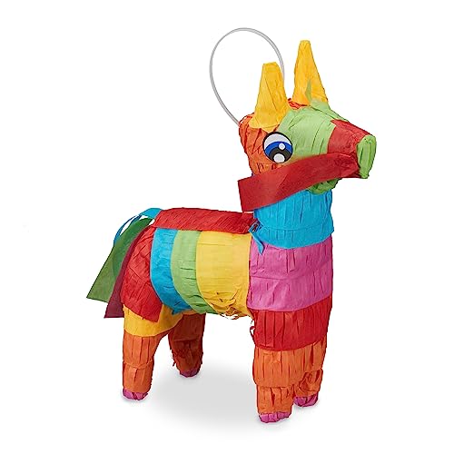 Relaxdays Pinata Esel, Tierpinata zum Befüllen, Kinder, Geburtstag, JGA, Einschulung, Schlagpinata zum Aufhängen, bunt von Relaxdays