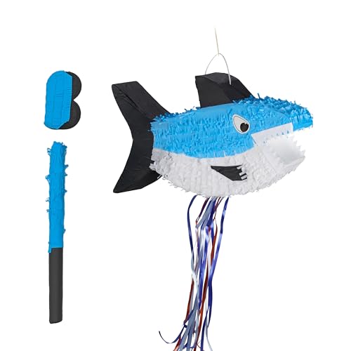 Relaxdays Pinata Hai, mit Stab & Maske, Partypinata Kinder, Geburtstag, zum Befüllen, HxBxT: 29 x 50,5 x 10 cm, bunt Relaxdays Pinata Hai, mit Stab & Maske, Partypinata Kinder, Geburtstag, zum Befüllen, HxBxT: 29 x 50,5 x 10 cm, bunt von Relaxdays