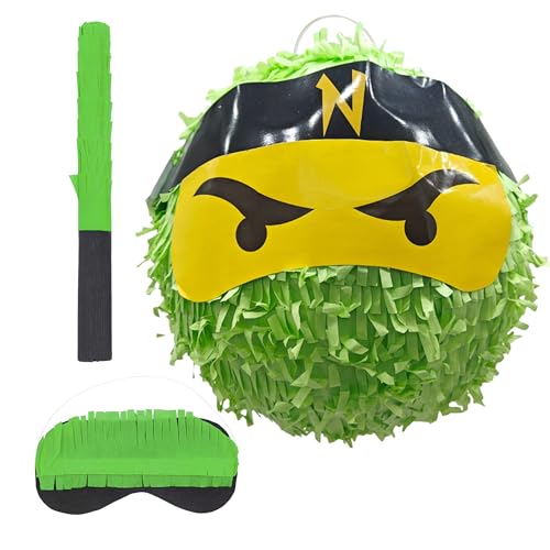 Relaxdays Pinata Ninja, mit Stab & Maske, Partypinata Kinder, für Geburtstag, Schlagpinata zum Befüllen, Ø 25 cm, grün Relaxdays Pinata Ninja, mit Stab & Maske, Partypinata Kinder, für Geburtstag, Schlagpinata zum Befüllen, Ø 25 cm, grün von Relaxdays