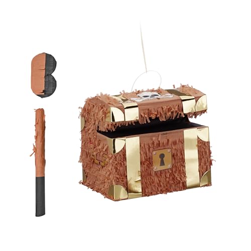Relaxdays Pinata Schatztruhe, mit Stab & Maske, Partypinata Kinder, Geburtstag, zum Befüllen, HxBxT: 27x30x23 cm, bunt Relaxdays Pinata Schatztruhe, mit Stab & Maske, Partypinata Kinder, Geburtstag, zum Befüllen, HxBxT: 27x30x23 cm, bunt von Relaxdays