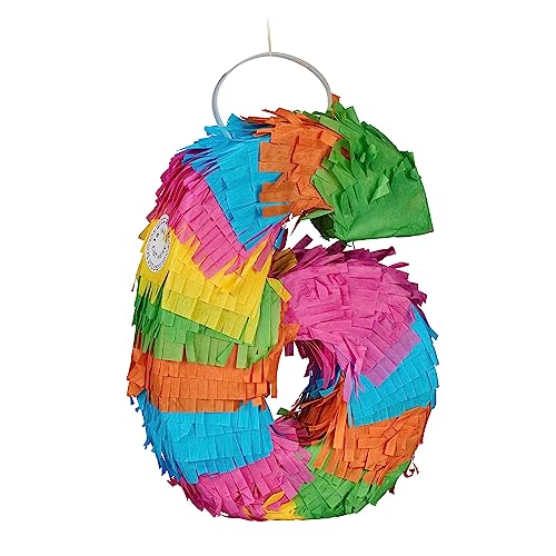 Relaxdays Mini Pinata Zahl 6, Regenbogenpinata Geburtstag, HBT: 20,5 x 15 x 4,5 cm, Piñata Kinder, zum Befüllen, bunt, 1 Stück Relaxdays Mini Pinata Zahl 6, Regenbogenpinata Geburtstag, HBT: 20,5 x 15 x 4,5 cm, Piñata Kinder, zum Befüllen, bunt, 1 Stück von Relaxdays