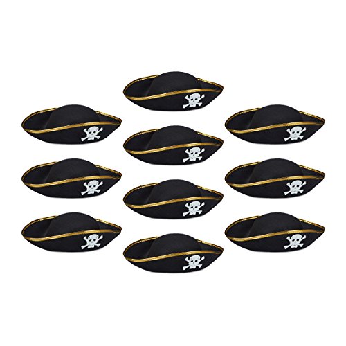 Relaxdays Piratenhut, Set 10, Schwarz, Dreihorn, Totenkopf, Kostüm, Karneval, Herren, Damen, Einheitsgröße, Schwarz Relaxdays Piratenhut, Set 10, Schwarz, Dreihorn, Totenkopf, Kostüm, Karneval, Herren, Damen, Einheitsgröße, Schwarz von Relaxdays