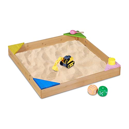 Relaxdays Sandkasten, 4 Bunte Ecksitze, Sandkasten-Bausatz, Tannenholz, Sandkiste, Natur, 12 x 90 x 90 cm Relaxdays Sandkasten, 4 Bunte Ecksitze, Sandkasten-Bausatz, Tannenholz, Sandkiste, Natur, 12 x 90 x 90 cm von Relaxdays