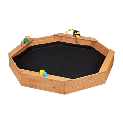 Relaxdays Sandkasten, 8-eckig, 4 Sitzbänke, mit Sandkastenvlies, HBT 22,5 x 160 x 160 cm, Sandkiste, Tannenholz, Natur Relaxdays Sandkasten, 8-eckig, 4 Sitzbänke, mit Sandkastenvlies, HBT 22,5 x 160 x 160 cm, Sandkiste, Tannenholz, Natur von Relaxdays