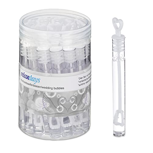 Relaxdays Seifenblasen Hochzeit, 24er Set, Seifenblasenröhrchen mit Herzgriff, Gastgeschenk, Herz-Seifenblasen, weiß Relaxdays Seifenblasen Hochzeit, 24er Set, Seifenblasenröhrchen mit Herzgriff, Gastgeschenk, Herz-Seifenblasen, weiß von Relaxdays