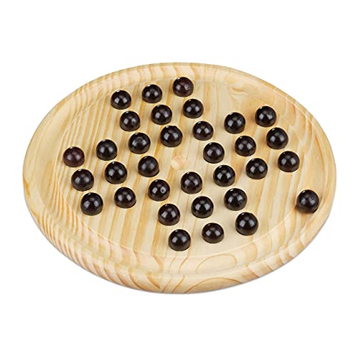 Relaxdays Solitaire Spiel, rundes Spielbrett, 33 Kugeln, Kinder & Erwachsene, 1 Spieler, Holz Brettspiel, natur/schwarz Relaxdays Solitaire Spiel, rundes Spielbrett, 33 Kugeln, Kinder & Erwachsene, 1 Spieler, Holz Brettspiel, natur/schwarz von Relaxdays