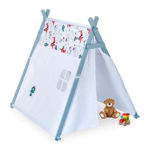 Relaxdays Tipi Zelt für Kinder, niedrig, Hunde-Motive, Kinderzelt, HBT: 130 x 111 x 137 cm, drinnen, Wigwam, weiß-türkis, 10037519 Relaxdays Tipi Zelt für Kinder, niedrig, Hunde-Motive, Kinderzelt, HBT: 130 x 111 x 137 cm, drinnen, Wigwam, weiß-türkis, 10037519 von Relaxdays