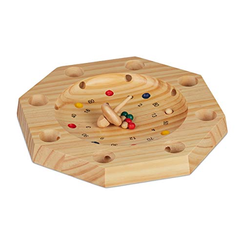 Relaxdays Tiroler Roulette, Holz, achteckig, 16 Löcher, Kinder & Erwachsene, kopfrechnen, Holzspiel, HxD: 3x28 cm, natur von Relaxdays