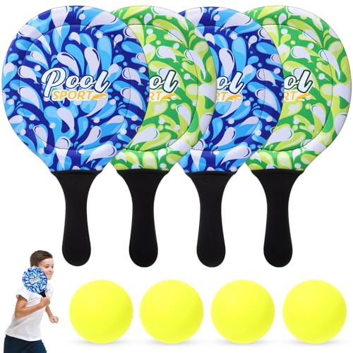 Relaxgiant Wasserpaddel- und Ball-Set, Strand-Paddelball, wasserdichtes Paddel, Outdoor-Spiele für Kinder, Teenager, Erwachsene, Schwimmbad, Strandspiel (blau, grün) von Relaxgiant