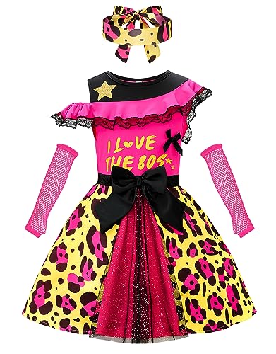 ReliBeauty 80er Jahre Outfit 80er Kostüm Kinder 3-12 Jahre Halloween Karneval,100 von ReliBeauty