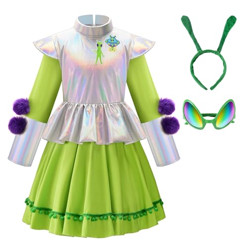 ReliBeauty Alien Kostüm Kinder Mädchen，9-10 Jahre (Etikett 130) von ReliBeauty