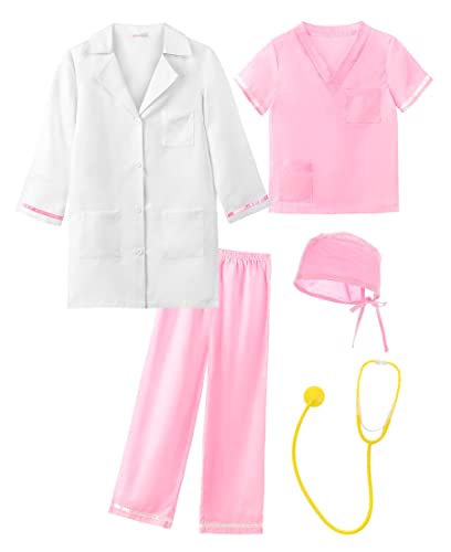 ReliBeauty Arztkittel Kinder Laborkittel Arzt Kostüm Krankenschwester Geschenke,Pink,100 von ReliBeauty