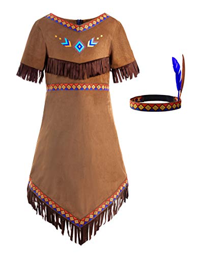 ReliBeauty Faschingskostüme Kinder Kostüm Mädchen mit Stirnband Karneval, 130 von ReliBeauty