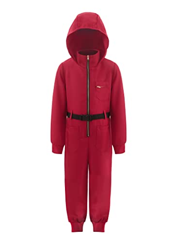 ReliBeauty Gamer Kostüm Jumpsuit Kinder mit Maske, Rot,100 von ReliBeauty