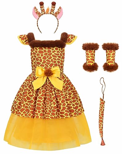 ReliBeauty Giraffen Kostüm Kinder Tier Kostüm Mädchen mit Haarreif Schwanz,100 von ReliBeauty
