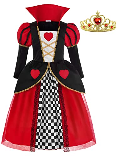 ReliBeauty Herzen Kleid Kostüm Kinder mit Krone Karneval Halloween,130 von ReliBeauty