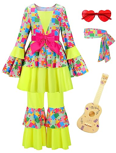 ReliBeauty Hippie Kostüm Kinder Mädchen mit Brille Kopfschmuck Zubehöre,100 von ReliBeauty