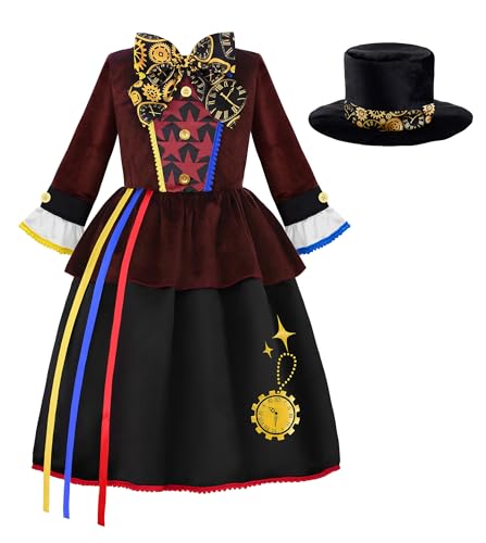ReliBeauty Hutmacher Kostüm Kinder Mädchen Faschingskostüm Karnevalskostüm Mädchen Halloween,120 von ReliBeauty