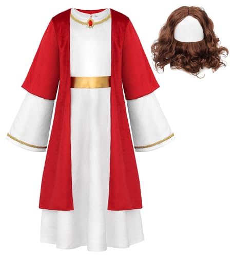 ReliBeauty Jesus Kostüm Kinder Jungen Toga Krippenspiel Griechischer Gott Mit Perücke und Bärte,150 ReliBeauty Jesus Kostüm Kinder Jungen Toga Krippenspiel Griechischer Gott Mit Perücke und Bärte,150 von ReliBeauty