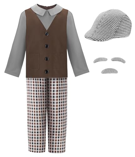 ReliBeauty Opa Kostüm Kinder Alt Mann Kostüm Cosplay Junge mit Mütze,100 von ReliBeauty