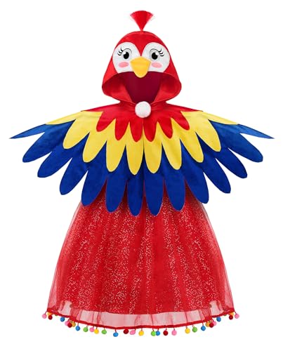ReliBeauty Papagei Kostüm Kinder Mädchen Tier Vogel Kostüm Kinder，100 von ReliBeauty