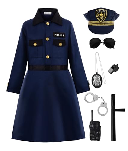 ReliBeauty Polizei Kostüm Kinder Mädchen mit allen auf dem Bild gezeigten Accessoires,100 von ReliBeauty