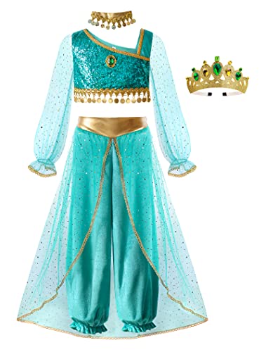 ReliBeauty Prinzessin Pfau Bauchtanz Kostüm Kinder Mädchen mit Krone,150 von ReliBeauty
