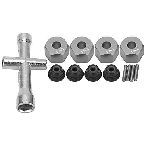 12mm Wheel Hex Hub Adapter | 9mm Thick Aluminum Alloy for 1/10 RC Car | M4 Flange Lock Nuts & Cross Wrench Set | Long - Lasting Replacement Parts (Ti Color) von Reliant Jazzy