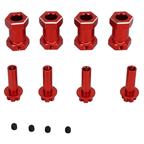 4 Pcs 12mm Aluminum Alloy RC Wheel Hex Hub | Replacement for 1/10 RC Climbing Cars | CNC Machined & Anodized Extension Combiner | Lightweight & Sturdy Upgrade Accessories (Red) von Reliant Jazzy