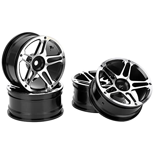 Reliant Jazzy 4PCS 1.9inch Aluminum Alloy RC Car Wheel Hubs | for 1:10 Scale Remote Control Cars/Drifting/Climbing | High Accuracy & Sturdy | Black/Red/Blue (Black) von Reliant Jazzy