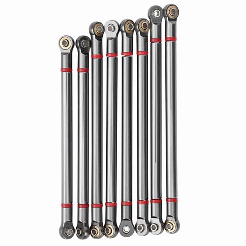 Reliant Jazzy 8Pcs Aluminum Link Rods for SCX10 1/10 RC Crawler | 313mm Wheelbase Upgrade Kit | Fits Axial SCX10 / Crawler - X/Wraith | Red/Metal Gray (Blue Black) von Reliant Jazzy