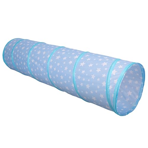 Relsy Starry Baby Blue Pop Up Tunnel für Kinder, Kleinkinder, Haustiere, 180 cm x 45 cm, Kleinkind-Spieltunnel, weiches blaues Sternen-Baby-Spielzeug und Zelt-Zubehör von Relsy