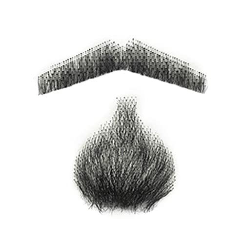 RemeeHi Natürliches schwarzes Herren-Bart-Echthaar, Spitze, handgefertigt, künstliches Gesicht, Schnurrbart-Kostüm, Pretend Beards 3-3# von RemeeHi