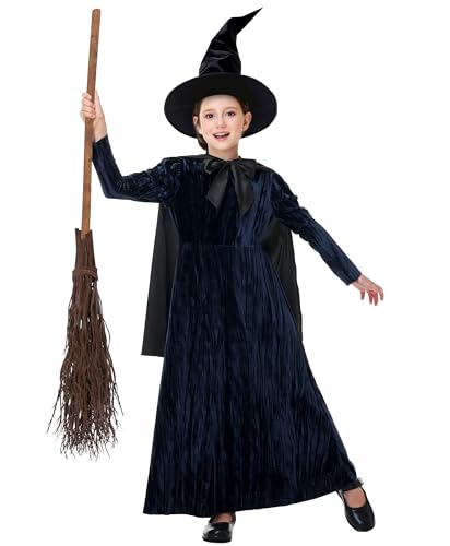 Gothic Hexenkleider Mädchen Halloween Böse Zauberin Outfits mit Umhang Retro Deluxe Samt Ballkleid M Schwarz Gothic Hexenkleider Mädchen Halloween Böse Zauberin Outfits mit Umhang Retro Deluxe Samt Ballkleid M Schwarz von Remimi