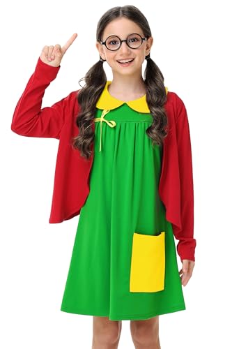 Remimi Halloween-Kleid, Rot, Grün, niedliches Kleid, Urlaub, lässig, 2-teiliges Kleid, XS-2XL, Grün , 11-12 Jahre von Remimi