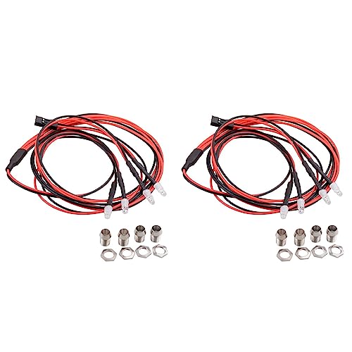 Remingtape 2X 4 LED Licht Kit 2 Weiße 2 Rote 3mm Scheinwerfer für 1/24 RC Crawler Auto Axial SCX24 90081 AXI00002 Upgrade Teile von Remingtape